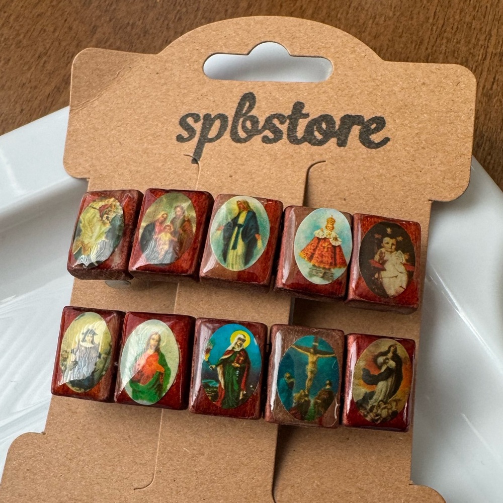 Catholic Devotional Hair Barrettes - Wood Pair - Picture 3 of 4